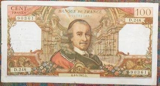 zoom immagine (Banconota 100 franchi Francia 1967)